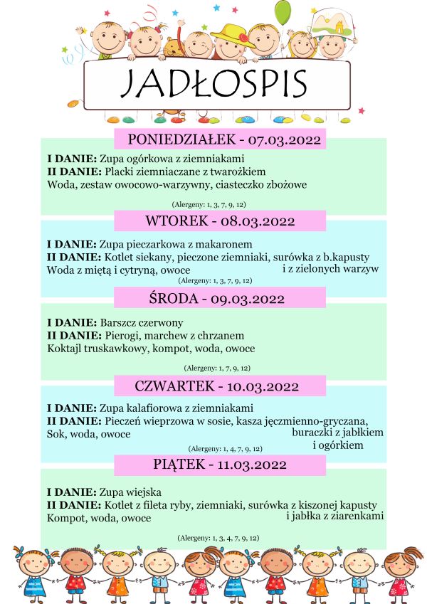 Jadłospis 7-11 marca