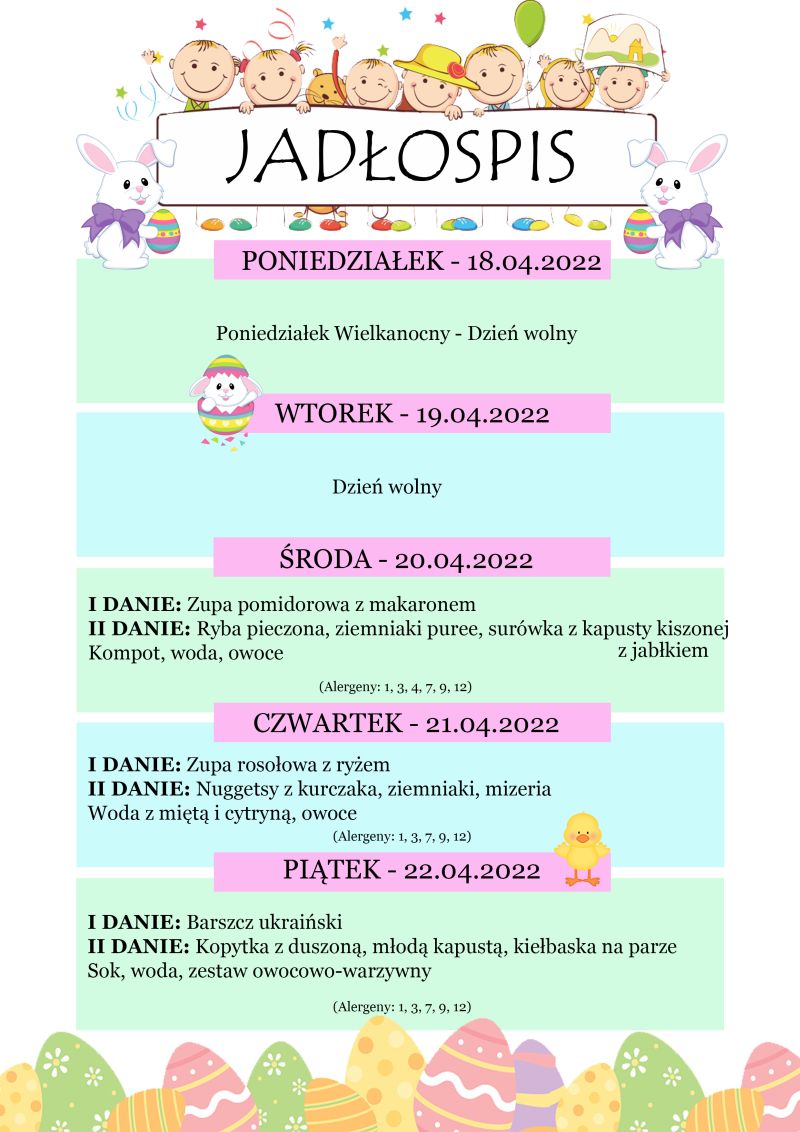 Jadłospis 20-22 kwietnia