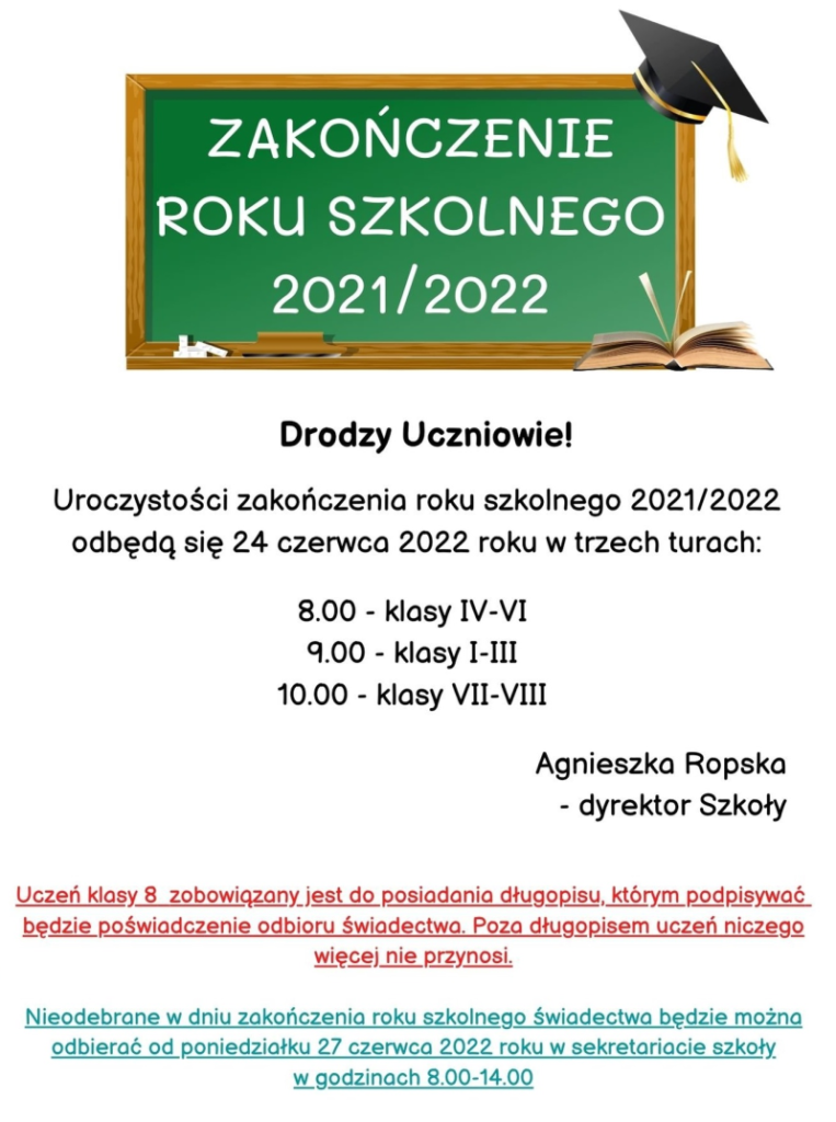 Zakończenie roku szkolnego 2021/2022