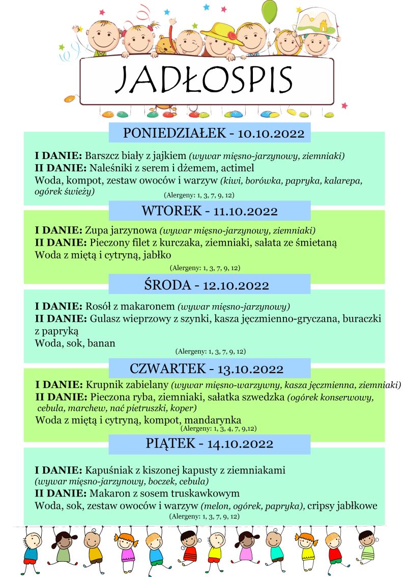 Jadłospis 10-14 października