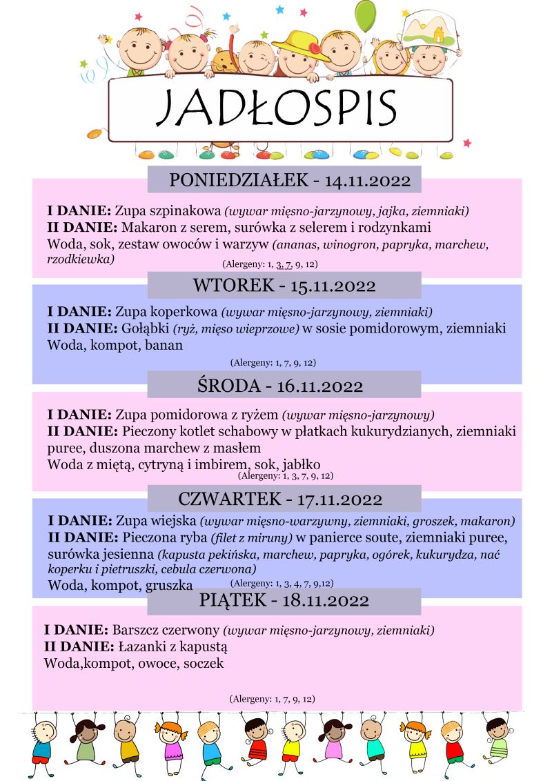 Jadłospis 14-18 listopada