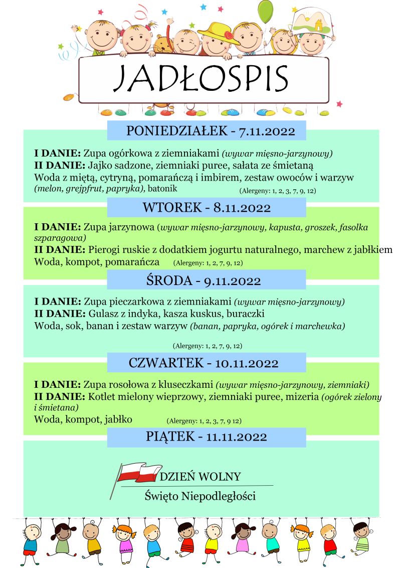 Jadłospis 7-10 listopada
