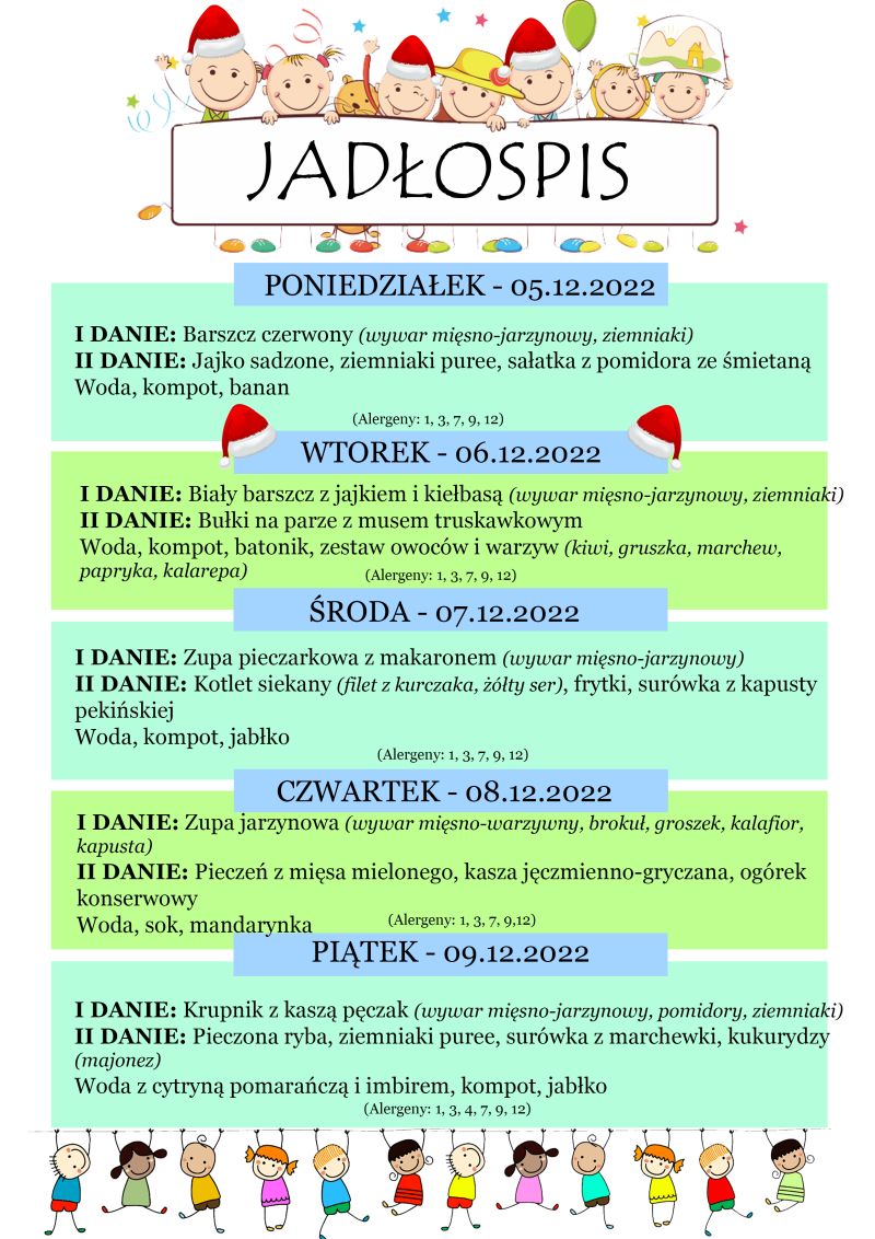Jadłospis 05-09 grudnia
