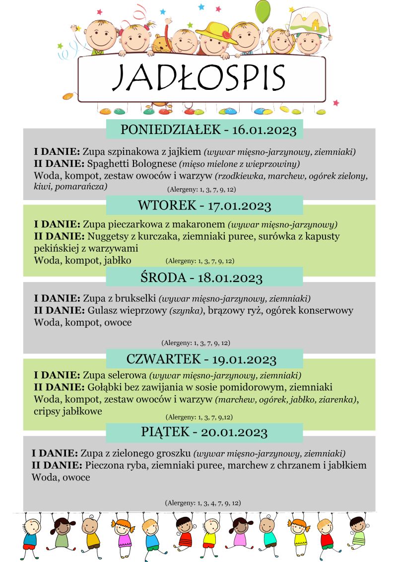 Jadłospis 16-20 stycznia