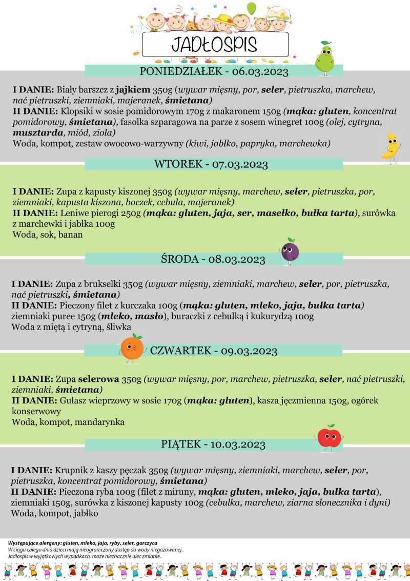 Jadłospis 6-10 marca