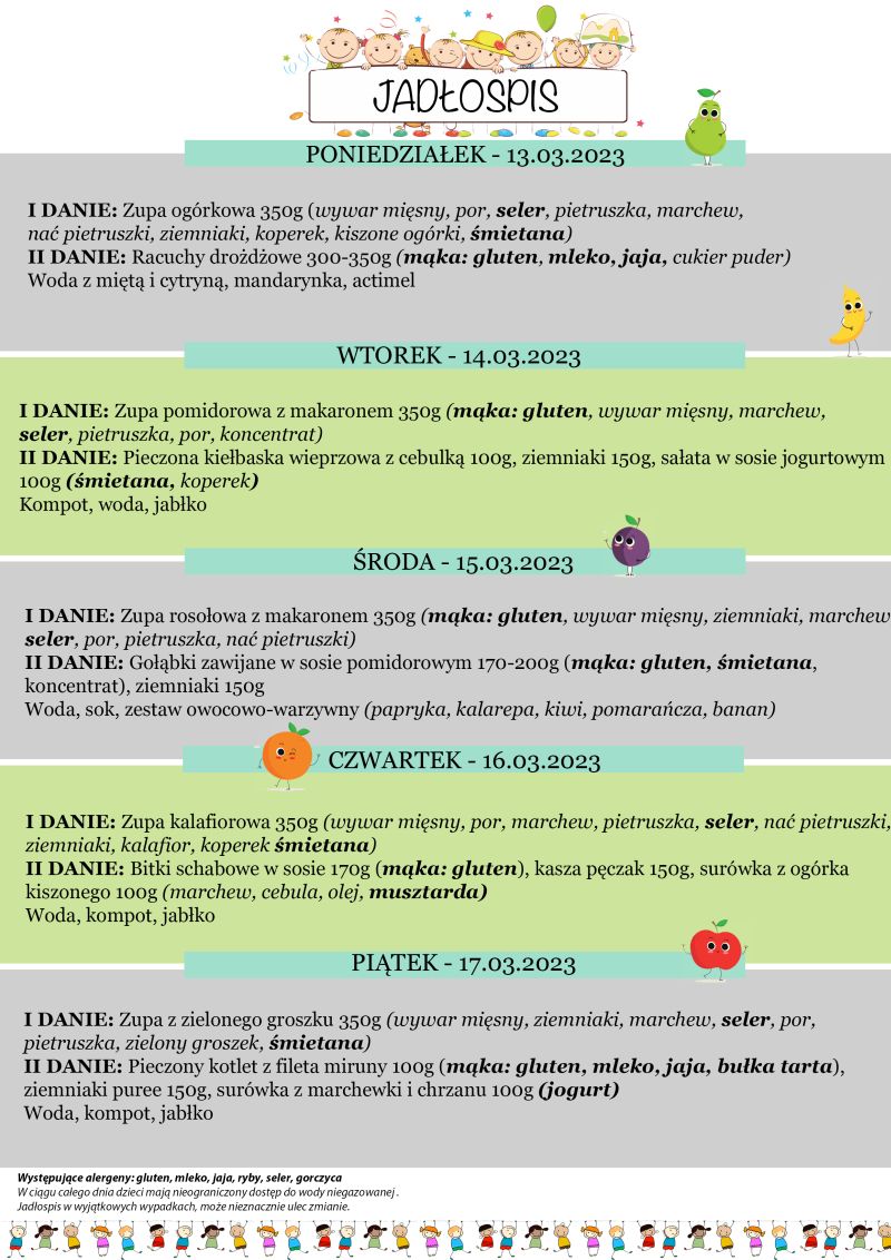 Jadłospis 13-17 marca