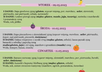Obiady maj. Jadłospis 8-12 maja
