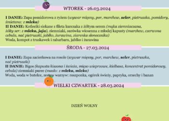 Jadłospis 25-27 marca
