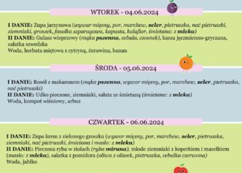 Jadłospis 3-7 czerwca