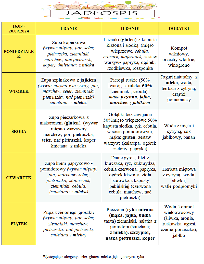 Jadłospis 16-20 września