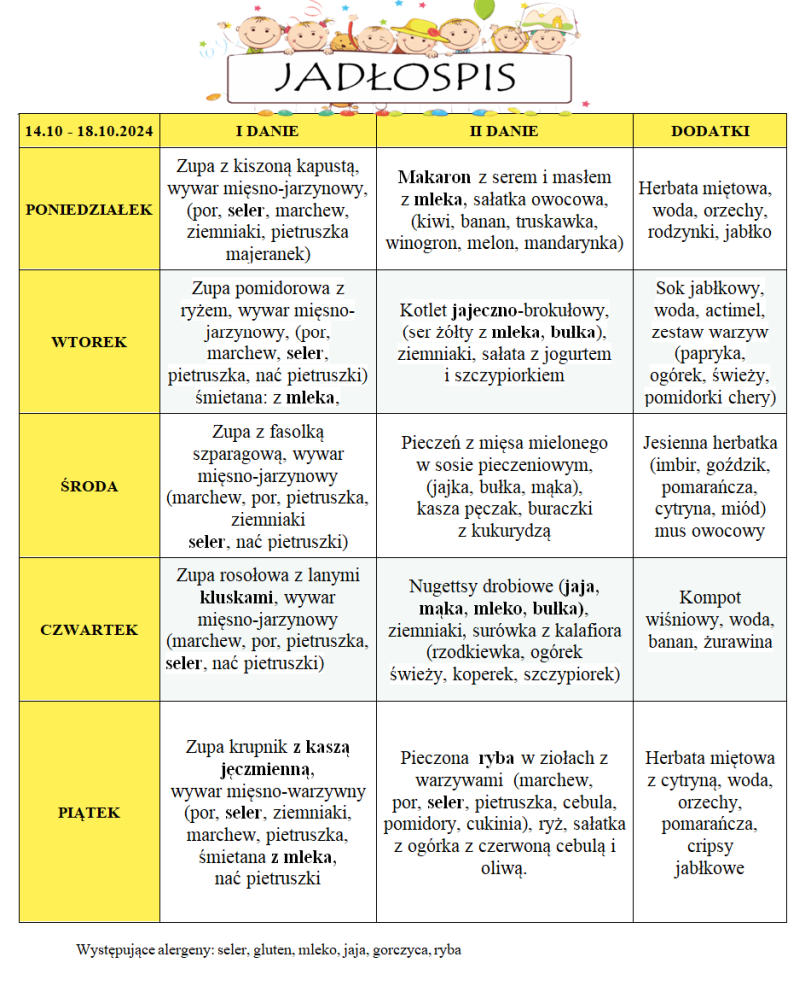 Jadłospis 14-18 października