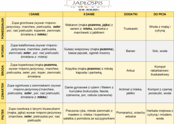 Jadłospis 2-6 czerwca