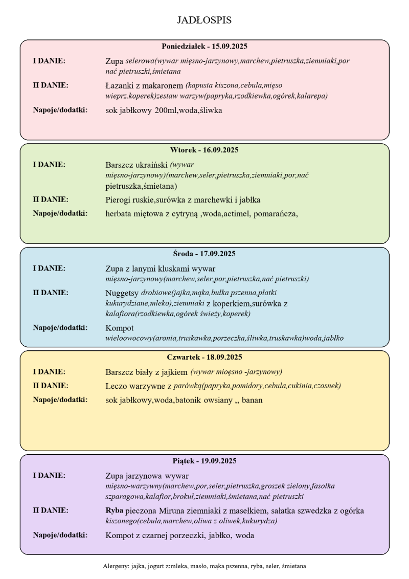Jadłospis 15-19 września