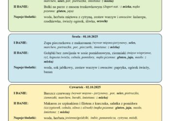 Jadłospis 30 września - 3 października