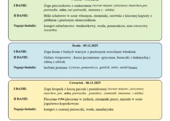 Jadłospis 3-7 listopada