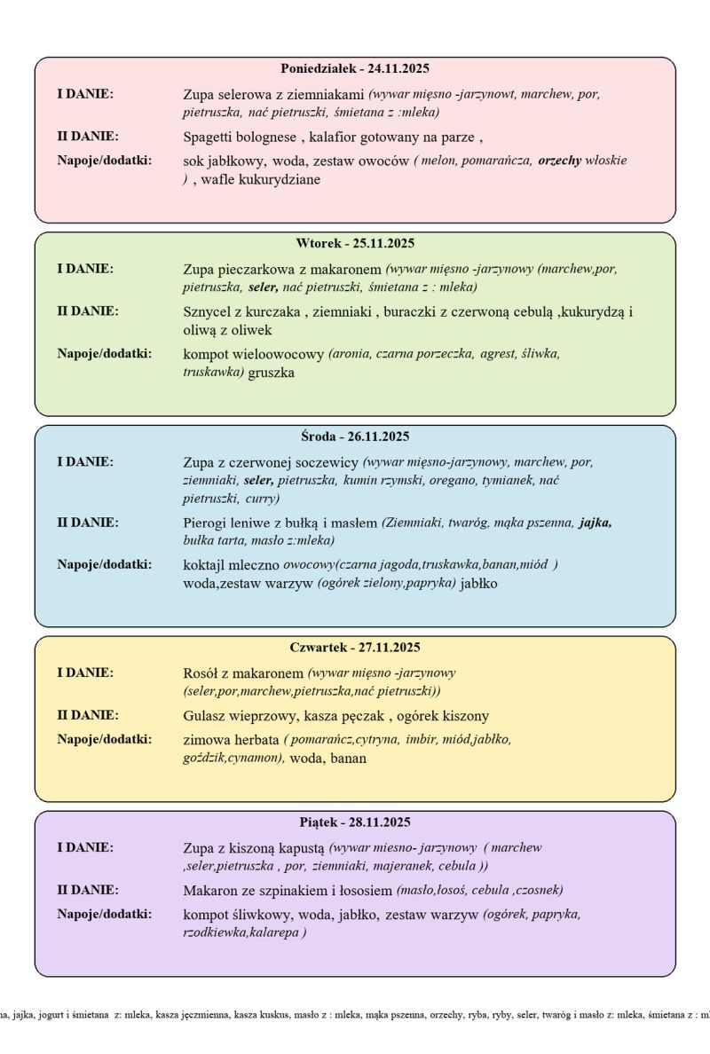 Jadłospis 24-28 listopada