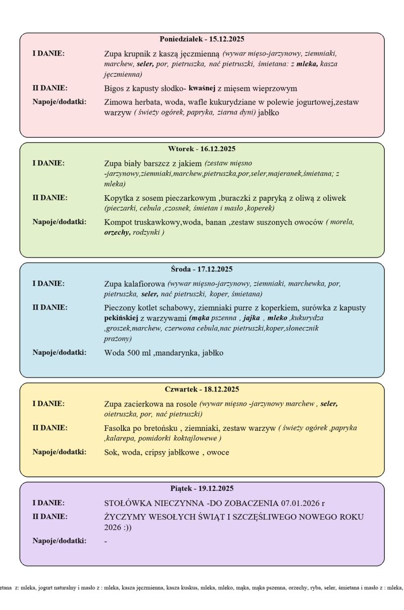 Jadłospis 15-18 grudnia