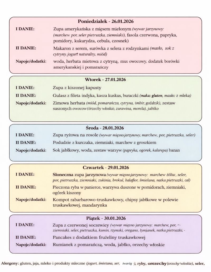 Jadłospis 26-30 stycznia