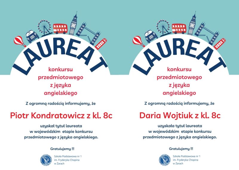 Laureaci i finaliści - konkurs języka angielskiego