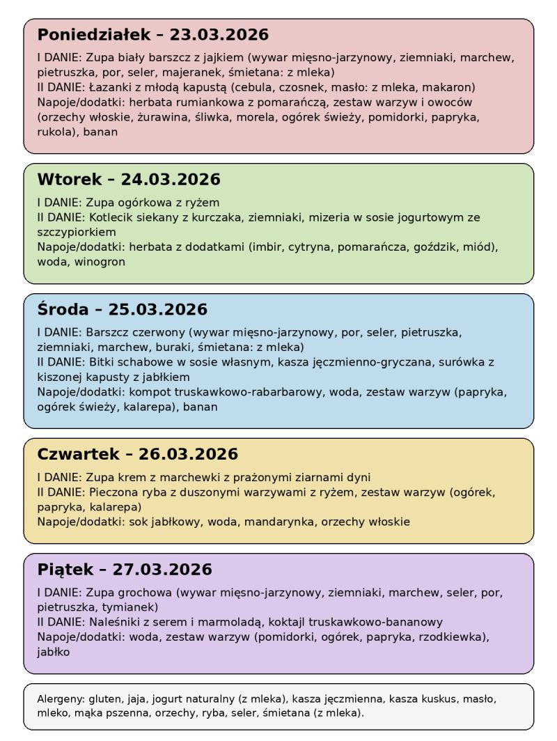 Jadłospis 23-27 marca