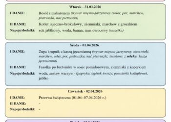 Jadłospis 30 marca - 1 kwietnia