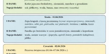 Jadłospis 30 marca - 1 kwietnia