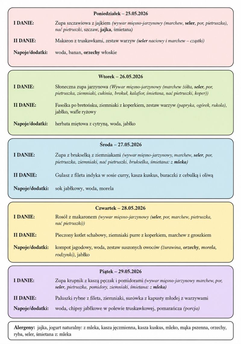 Jadłospsi 25-29 maja