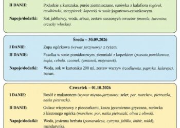 Jadłospis 28 września - 2 października
