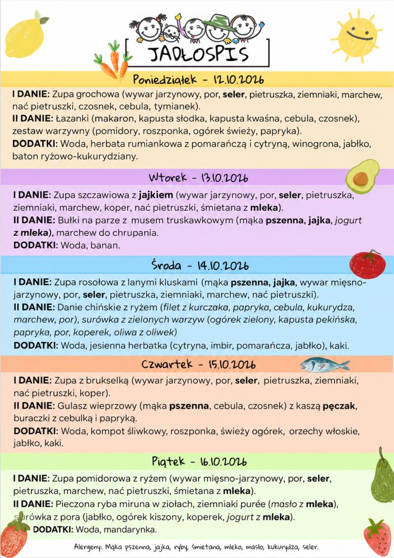 Jadłospis 12-16 października