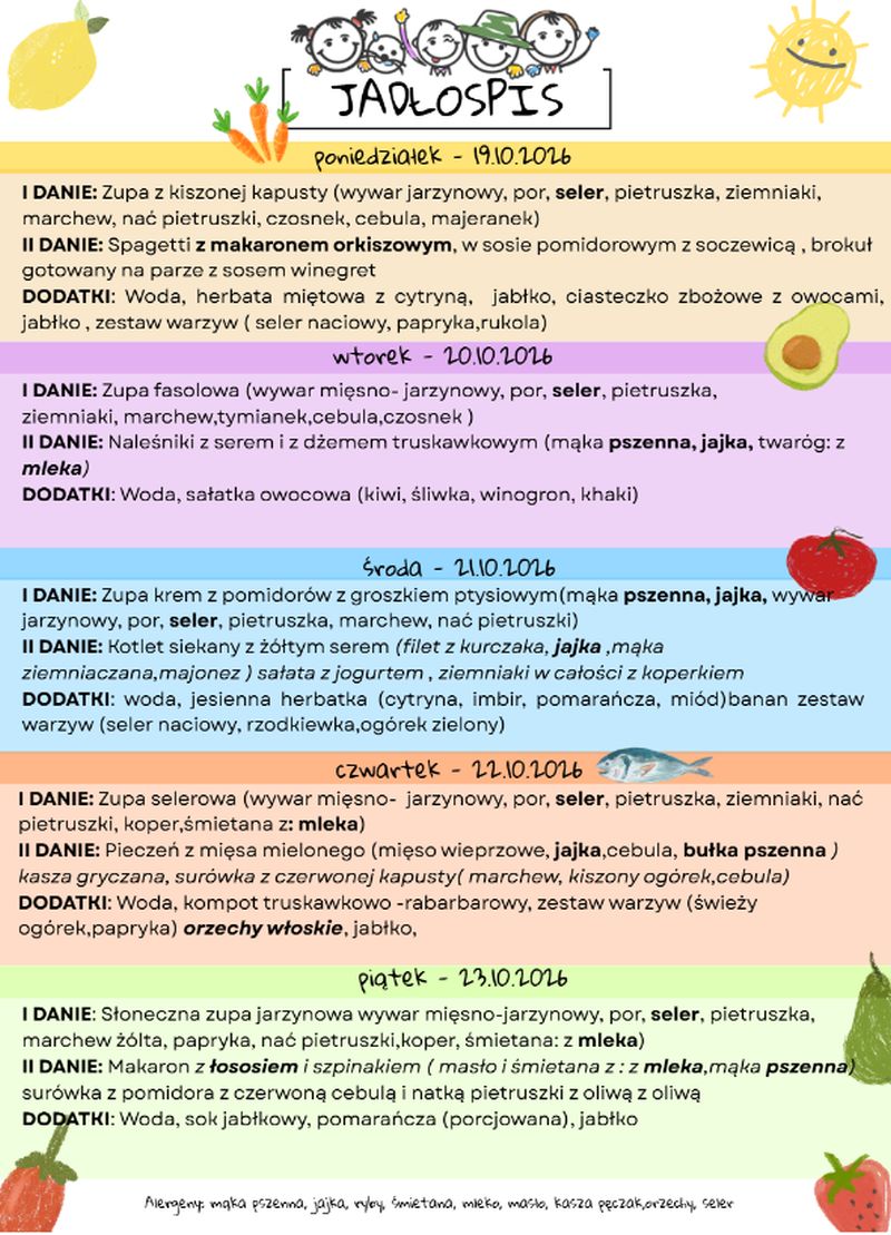 Jadłospis 19-23 października