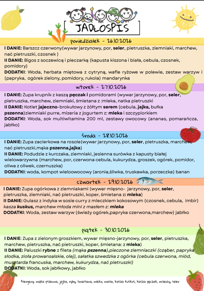 Jadłospis 26-30 października